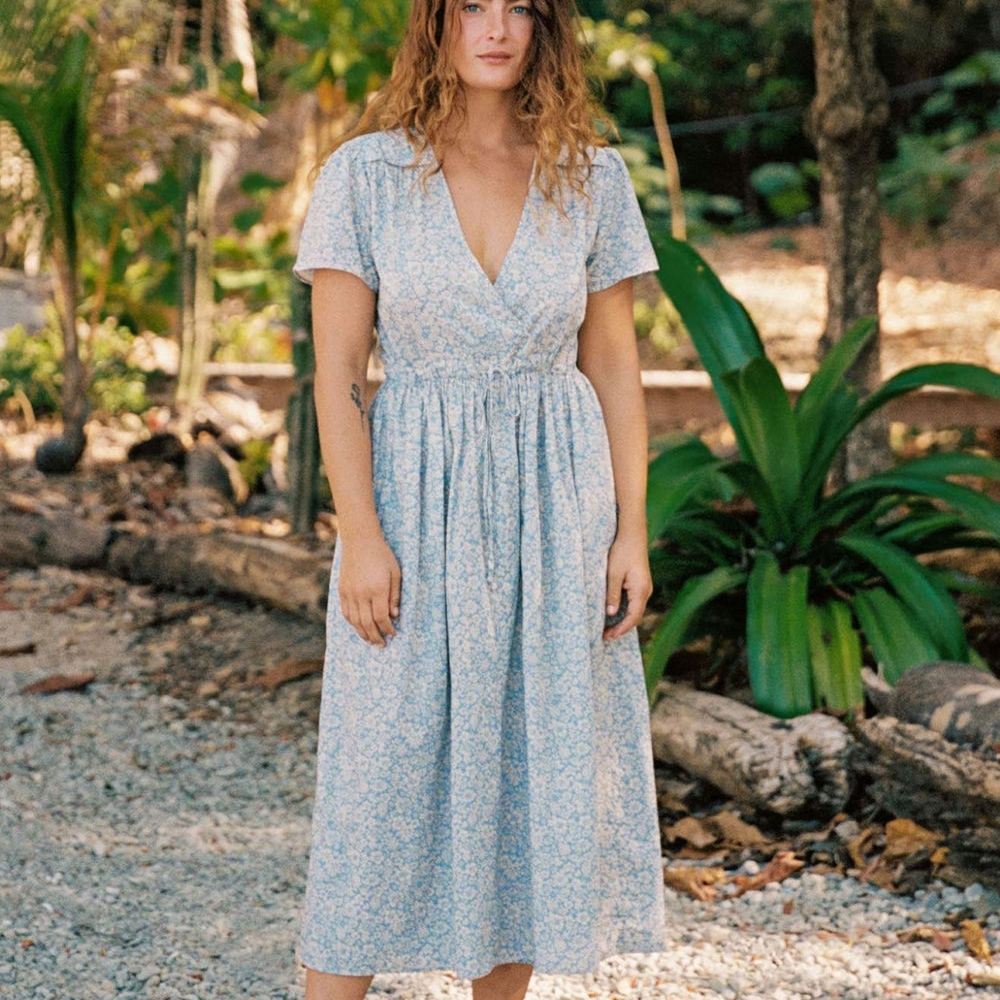 Christy Dawn Light Blue Floral Midi Dress